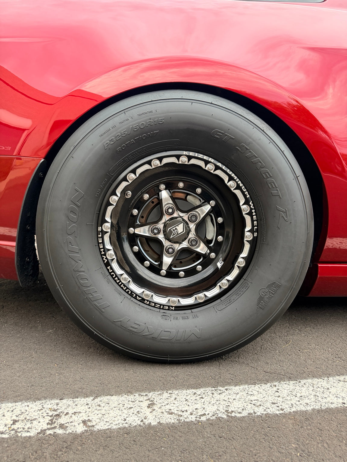 Testimony front wheel and drag tire detail
