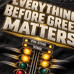 Close-up of pre-stage and stage lights on the Everything Before Green Matters back print
