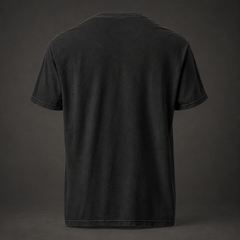 Back of black Iron Faith Racing logo tee, plain with no print