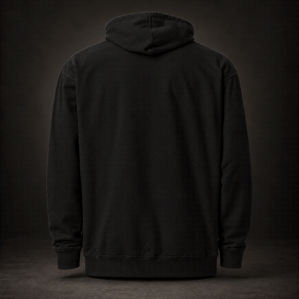 Back of black Iron Faith Racing hoodie, plain with no print