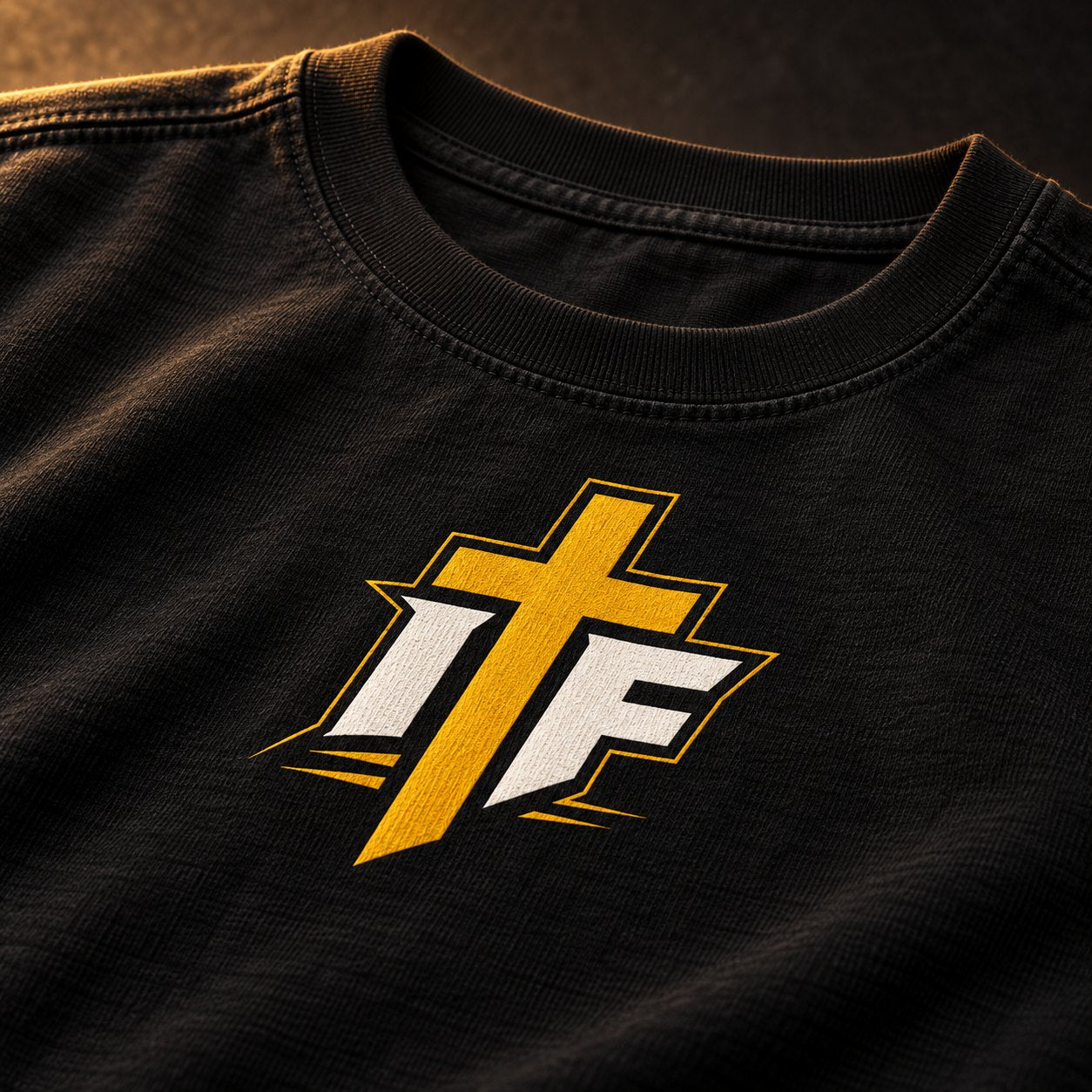 Close-up of the IFR icon on a black tee